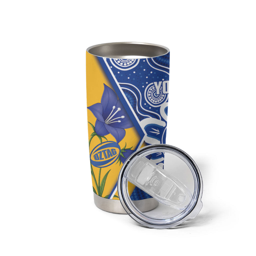 Australian Capital Territory Oztag Custom Tumbler Cup ACT Royal Bluebell Indigenous Art