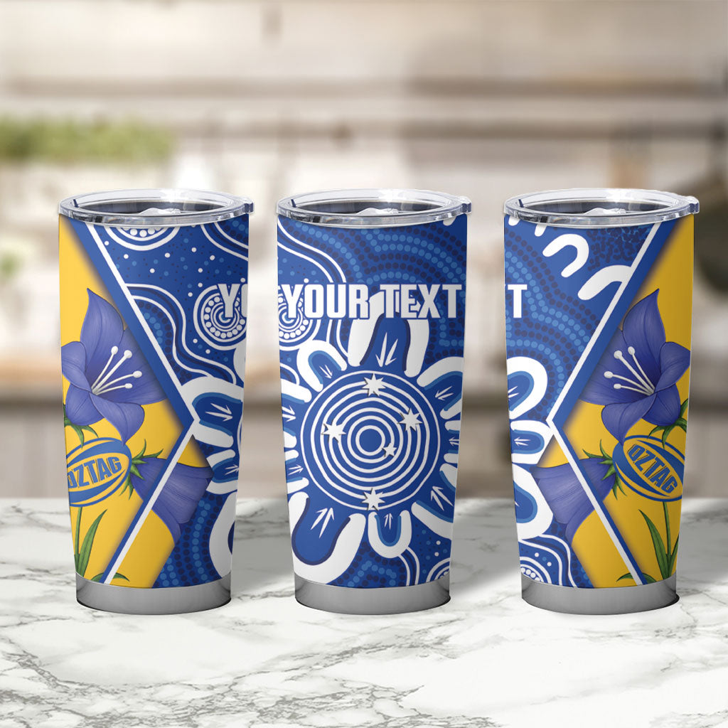 Australian Capital Territory Oztag Custom Tumbler Cup ACT Royal Bluebell Indigenous Art