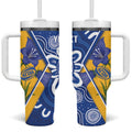 Australian Capital Territory Oztag Custom Tumbler With Handle ACT Royal Bluebell Indigenous Art