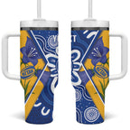 Australian Capital Territory Oztag Custom Tumbler With Handle ACT Royal Bluebell Indigenous Art