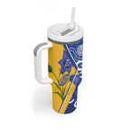 Australian Capital Territory Oztag Custom Tumbler With Handle ACT Royal Bluebell Indigenous Art