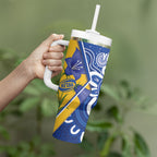 Australian Capital Territory Oztag Custom Tumbler With Handle ACT Royal Bluebell Indigenous Art