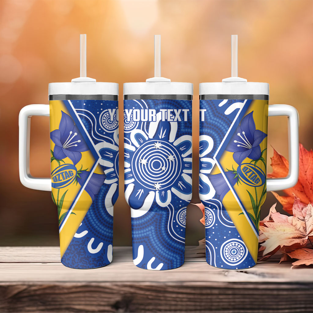 Australian Capital Territory Oztag Custom Tumbler With Handle ACT Royal Bluebell Indigenous Art