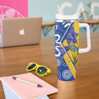 Australian Capital Territory Oztag Custom Tumbler With Handle ACT Royal Bluebell Indigenous Art