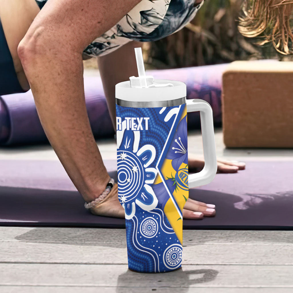 Australian Capital Territory Oztag Custom Tumbler With Handle ACT Royal Bluebell Indigenous Art