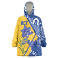 Australian Capital Territory Oztag Custom Wearable Blanket Hoodie ACT Royal Bluebell Indigenous Art