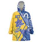Australian Capital Territory Oztag Custom Wearable Blanket Hoodie ACT Royal Bluebell Indigenous Art