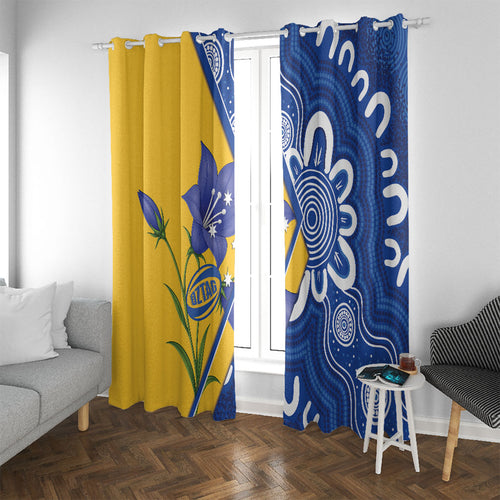 Australian Capital Territory Oztag Window Curtain ACT Royal Bluebell Indigenous Art