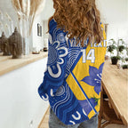 Australian Capital Territory Oztag Custom Women Casual Shirt ACT Royal Bluebell Indigenous Art
