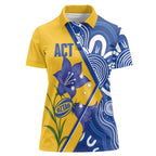 Australian Capital Territory Oztag Custom Women Polo Shirt ACT Royal Bluebell Indigenous Art
