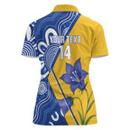 Australian Capital Territory Oztag Custom Women Polo Shirt ACT Royal Bluebell Indigenous Art