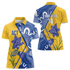 Australian Capital Territory Oztag Custom Women Polo Shirt ACT Royal Bluebell Indigenous Art