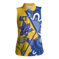 Australian Capital Territory Oztag Custom Women Sleeveless Polo Shirt ACT Royal Bluebell Indigenous Art