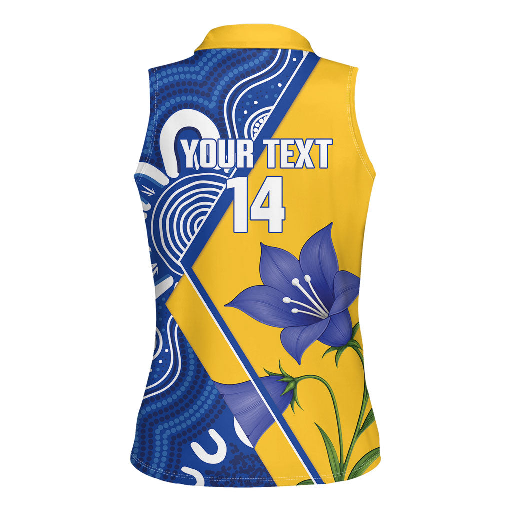 Australian Capital Territory Oztag Custom Women Sleeveless Polo Shirt ACT Royal Bluebell Indigenous Art