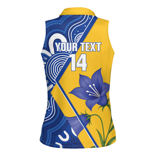Australian Capital Territory Oztag Custom Women Sleeveless Polo Shirt ACT Royal Bluebell Indigenous Art