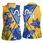Australian Capital Territory Oztag Custom Women Sleeveless Polo Shirt ACT Royal Bluebell Indigenous Art