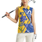 Australian Capital Territory Oztag Custom Women Sleeveless Polo Shirt ACT Royal Bluebell Indigenous Art