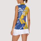 Australian Capital Territory Oztag Custom Women Sleeveless Polo Shirt ACT Royal Bluebell Indigenous Art