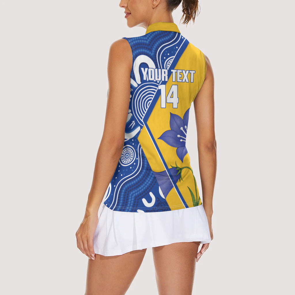 Australian Capital Territory Oztag Custom Women Sleeveless Polo Shirt ACT Royal Bluebell Indigenous Art