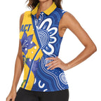 Australian Capital Territory Oztag Custom Women Sleeveless Polo Shirt ACT Royal Bluebell Indigenous Art