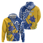 Australian Capital Territory Oztag Custom Zip Hoodie ACT Royal Bluebell Indigenous Art