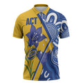 Australian Capital Territory Oztag Custom Zipper Polo Shirt ACT Royal Bluebell Indigenous Art