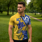 Australian Capital Territory Oztag Custom Zipper Polo Shirt ACT Royal Bluebell Indigenous Art
