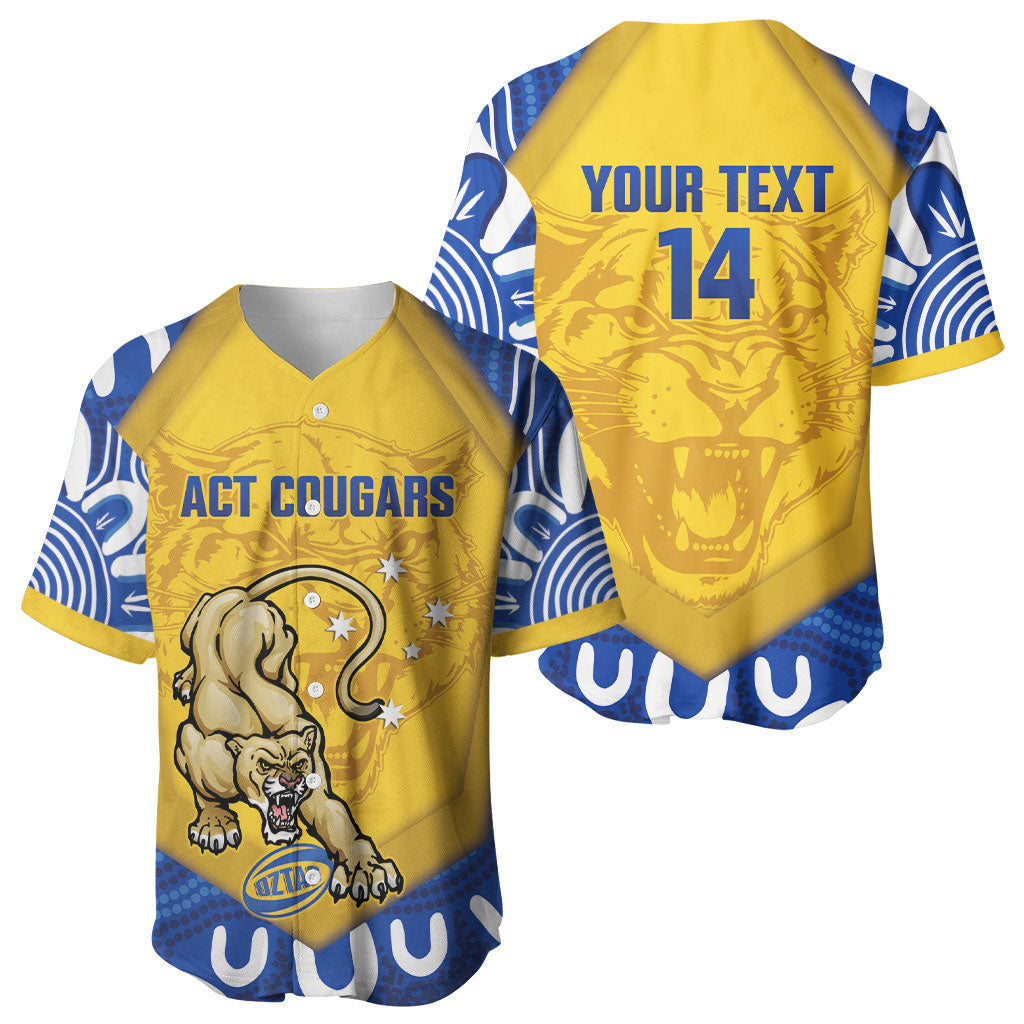 ACT Cougars Oztag Custom Baseball Jersey Australian Capital Territory Indigenous Art