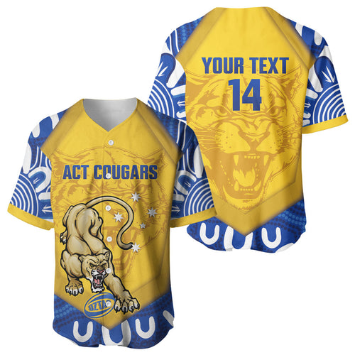 ACT Cougars Oztag Custom Baseball Jersey Australian Capital Territory Indigenous Art