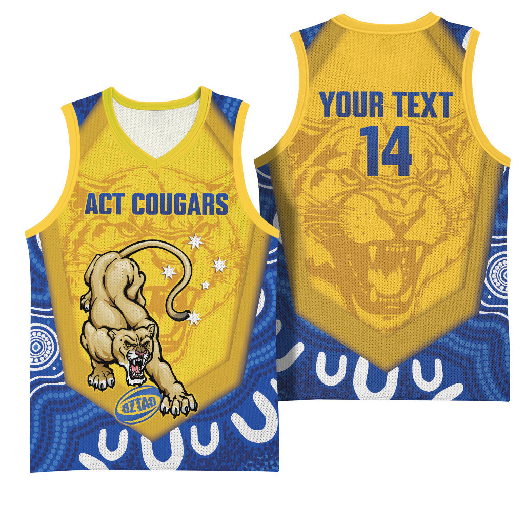 ACT Cougars Oztag Custom Basketball Jersey Australian Capital Territory Indigenous Art