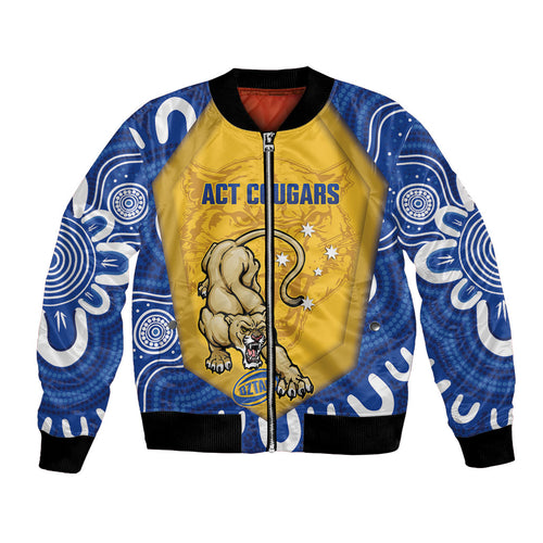 ACT Cougars Oztag Custom Bomber Jacket Australian Capital Territory Indigenous Art