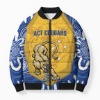 ACT Cougars Oztag Custom Bomber Puffer Jacket Australian Capital Territory Indigenous Art