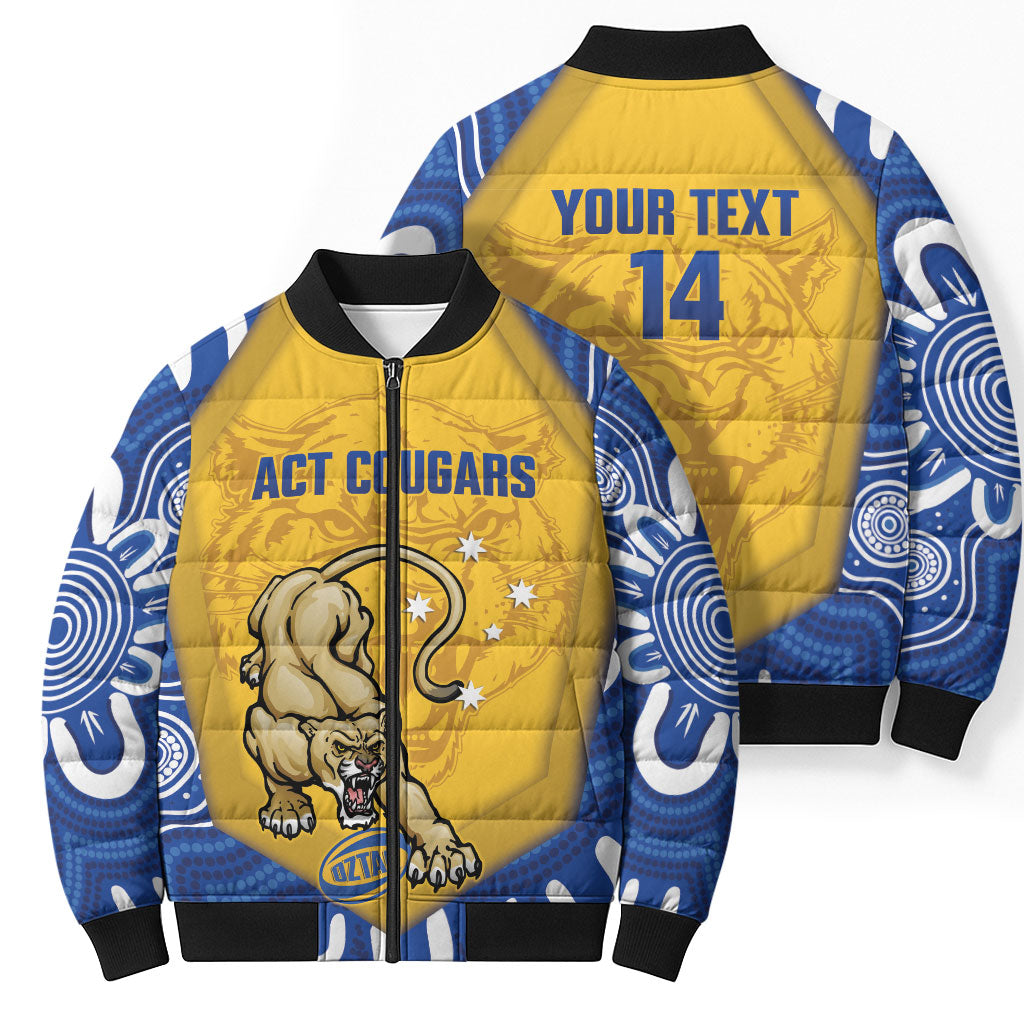 ACT Cougars Oztag Custom Bomber Puffer Jacket Australian Capital Territory Indigenous Art
