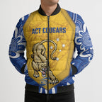 ACT Cougars Oztag Custom Bomber Puffer Jacket Australian Capital Territory Indigenous Art