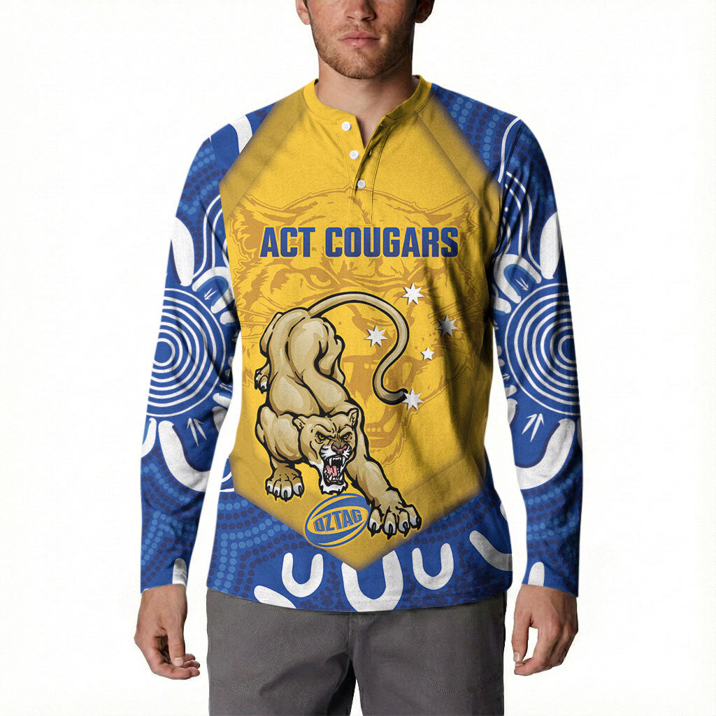 ACT Cougars Oztag Custom Button Sweatshirt Australian Capital Territory Indigenous Art
