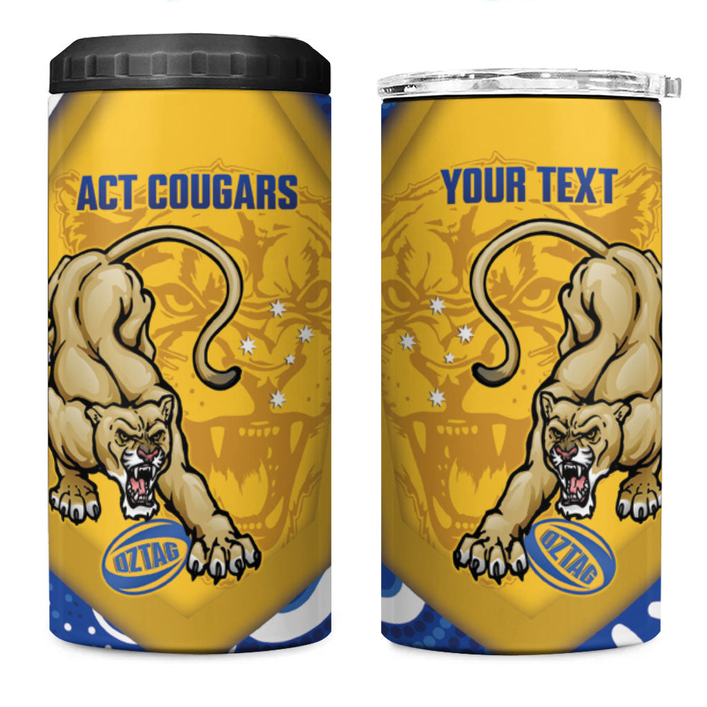 ACT Cougars Oztag Custom 4 in 1 Can Cooler Tumbler Australian Capital Territory Indigenous Art