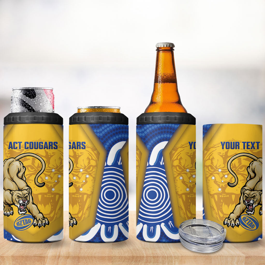 ACT Cougars Oztag Custom 4 in 1 Can Cooler Tumbler Australian Capital Territory Indigenous Art