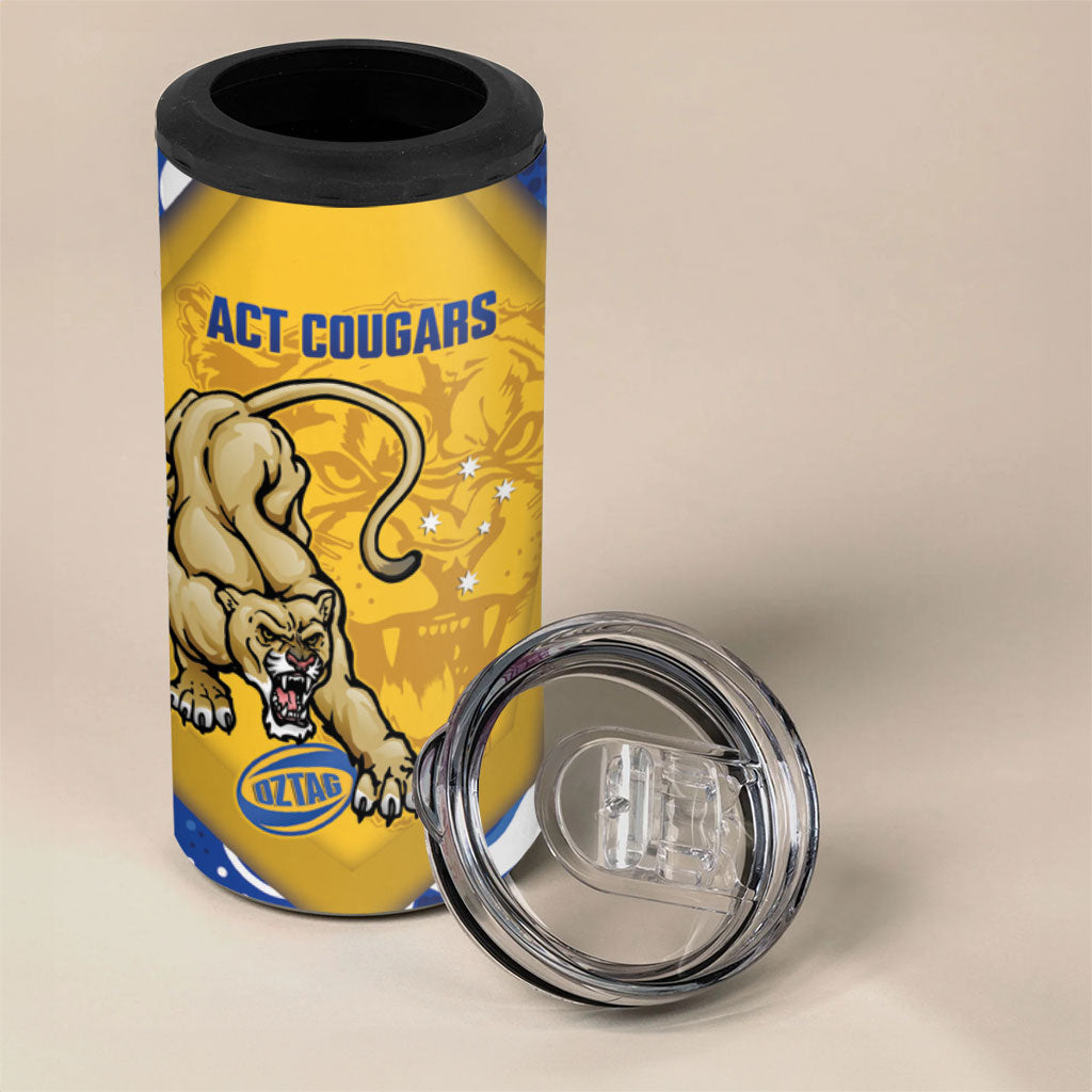 ACT Cougars Oztag Custom 4 in 1 Can Cooler Tumbler Australian Capital Territory Indigenous Art