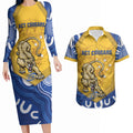 ACT Cougars Oztag Custom Couples Matching Long Sleeve Bodycon Dress and Hawaiian Shirt Australian Capital Territory Indigenous Art