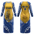 ACT Cougars Oztag Custom Couples Matching Long Sleeve Bodycon Dress and Hawaiian Shirt Australian Capital Territory Indigenous Art