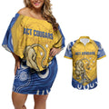 ACT Cougars Oztag Custom Couples Matching Off Shoulder Short Dress and Hawaiian Shirt Australian Capital Territory Indigenous Art