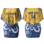 ACT Cougars Oztag Custom Couples Matching Off Shoulder Short Dress and Long Sleeve Button Shirt Australian Capital Territory Indigenous Art