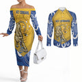 ACT Cougars Oztag Custom Couples Matching Off The Shoulder Long Sleeve Dress and Long Sleeve Button Shirt Australian Capital Territory Indigenous Art