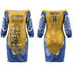 ACT Cougars Oztag Custom Couples Matching Off The Shoulder Long Sleeve Dress and Long Sleeve Button Shirt Australian Capital Territory Indigenous Art