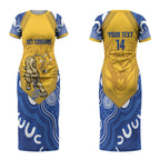 ACT Cougars Oztag Custom Couples Matching Short Sleeve Bodycon Dress and Long Sleeve Button Shirt Australian Capital Territory Indigenous Art