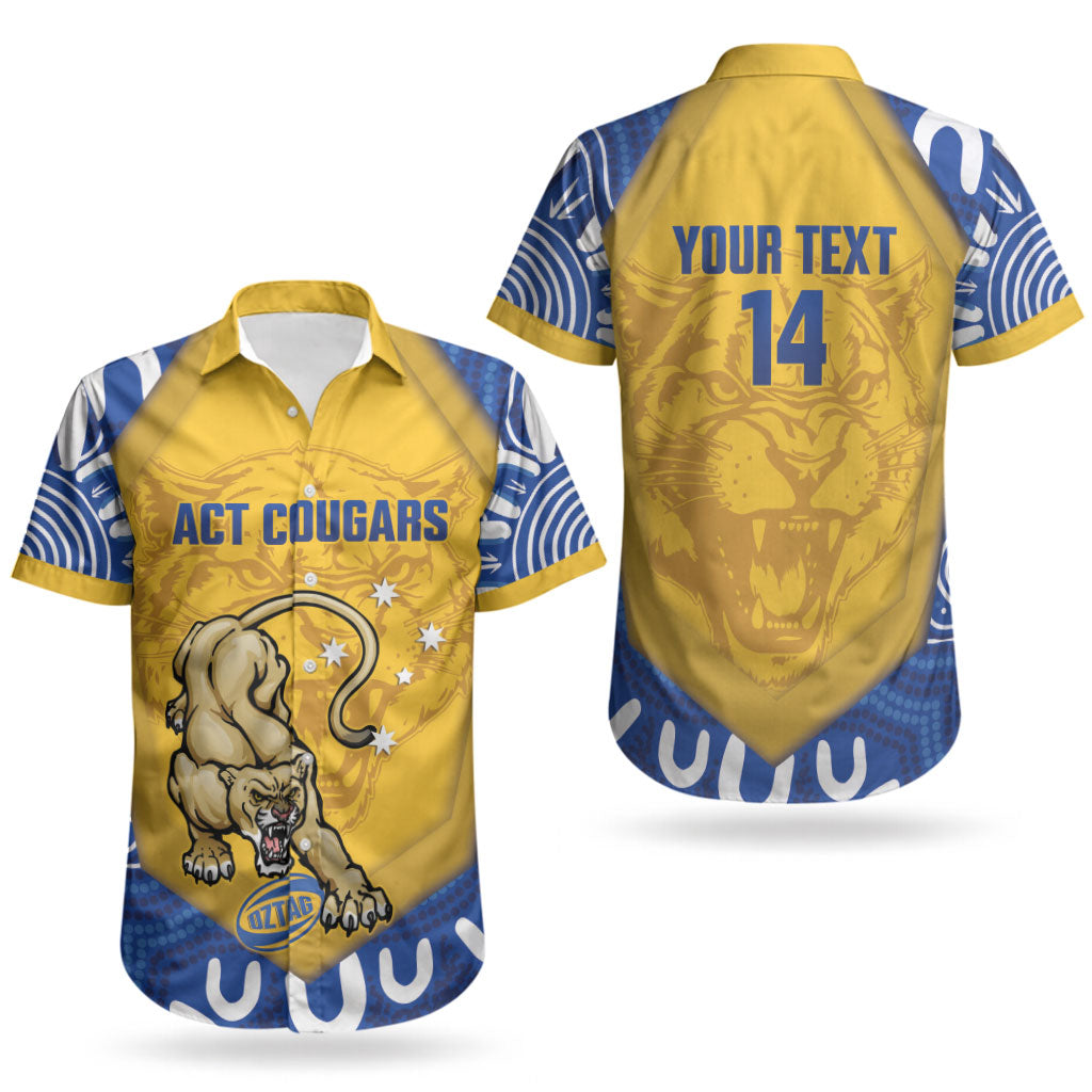 ACT Cougars Oztag Custom Couples Matching Summer Maxi Dress and Hawaiian Shirt Australian Capital Territory Indigenous Art