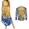 ACT Cougars Oztag Custom Couples Matching Summer Maxi Dress and Long Sleeve Button Shirt Australian Capital Territory Indigenous Art