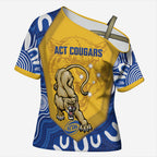 ACT Cougars Oztag Custom Cross Shoulder Shirt Australian Capital Territory Indigenous Art
