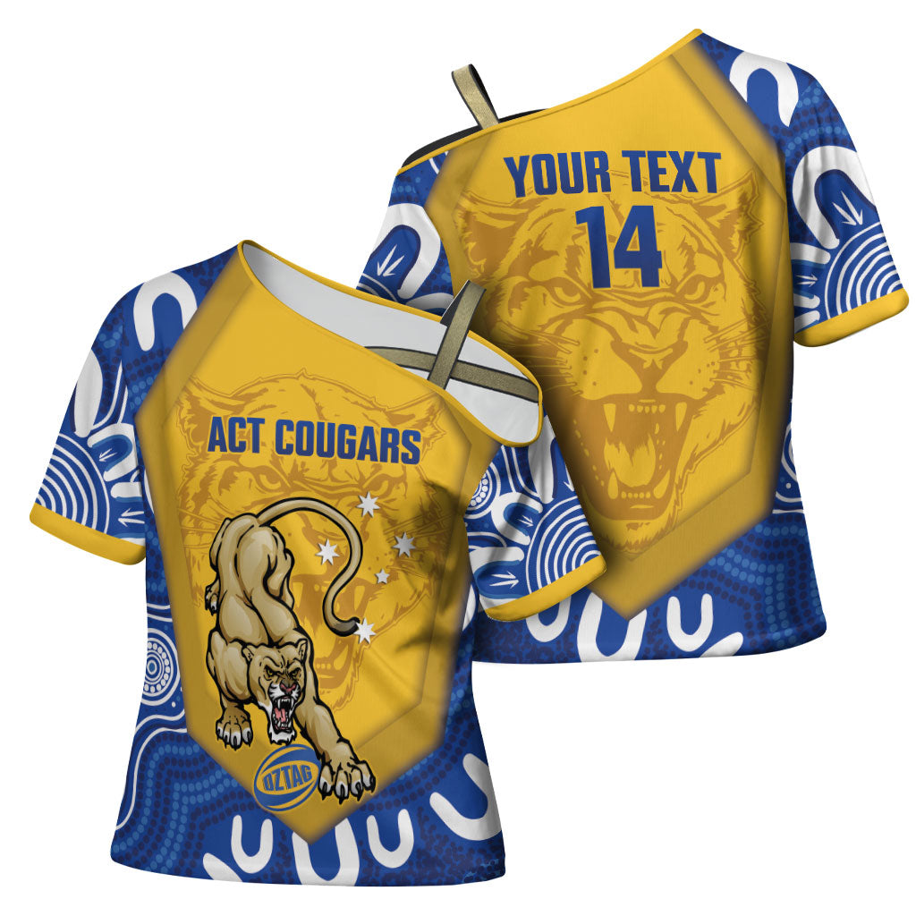ACT Cougars Oztag Custom Cross Shoulder Shirt Australian Capital Territory Indigenous Art