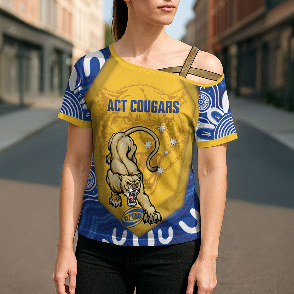 ACT Cougars Oztag Custom Cross Shoulder Shirt Australian Capital Territory Indigenous Art